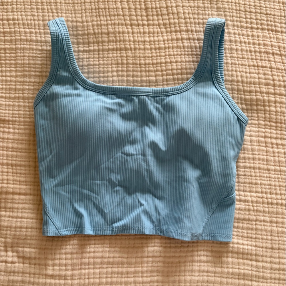 Blue Ribbed Tank Top